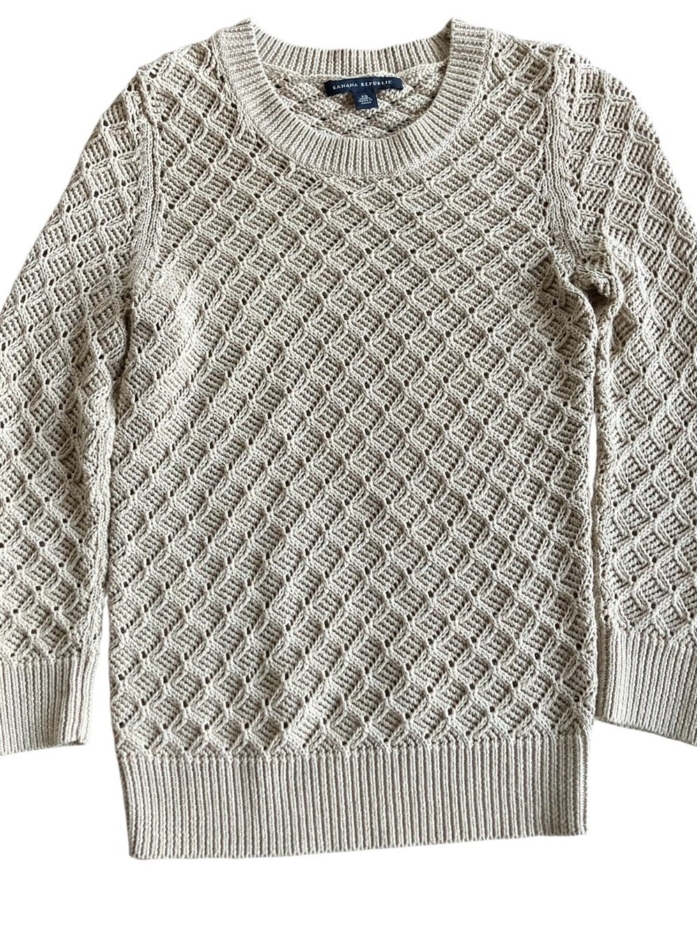 Banana Republic Oatmeal Textured Knit Sweater XS Quiet Luxury Coastal Grandma - Picture 2 of 7